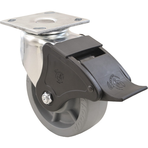 Roulette Emaxx, Pivotant avec frein, 4" (101,6 mm), Envirothane, 1000 lb (453,6 kg) Kelford
