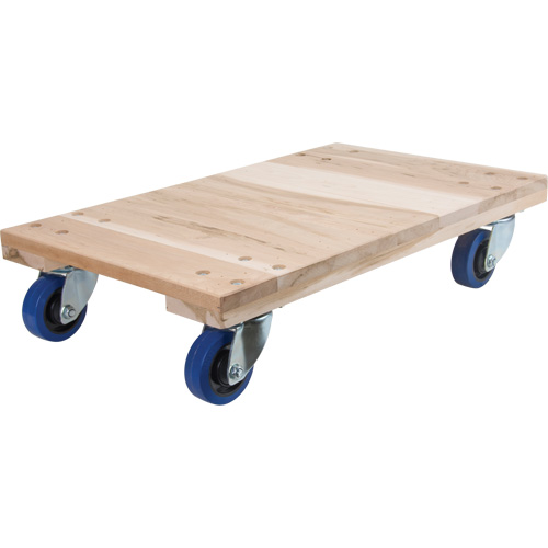 Medium-Duty Solid Wood Dollies, Polyolefin Wheels, 900 lbs. Capacity, 18" W x 30" D x 7" H Kelford