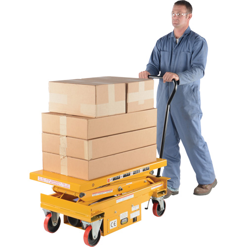 Chariot de levage hydraulique &agrave; ciseaux &agrave; batterie c. c., Acier, 39-3/4" lo x 20-1/2" la, Capacit&eacute; 1000 lb Kelford