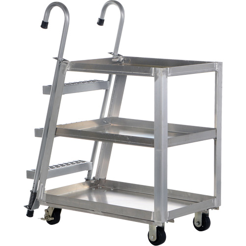 Chariot de pr&eacute;l&egrave;vement de stock, Aluminium, 21-7/8" la x 40" p, 3 tablettes, Capacit&eacute; 660 lb Kelford