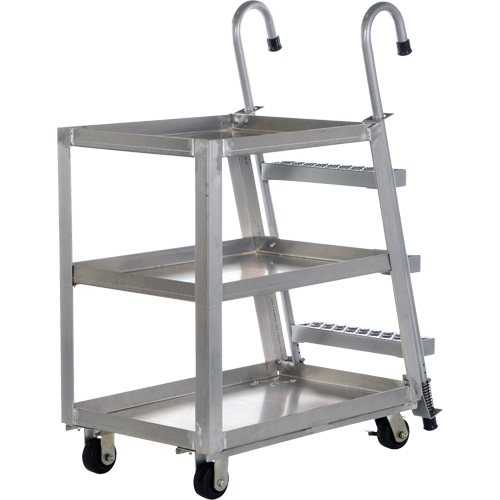 Chariot de pr&eacute;l&egrave;vement de stock, Aluminium, 21-7/8" la x 40" p, 3 tablettes, Capacit&eacute; 660 lb Kelford