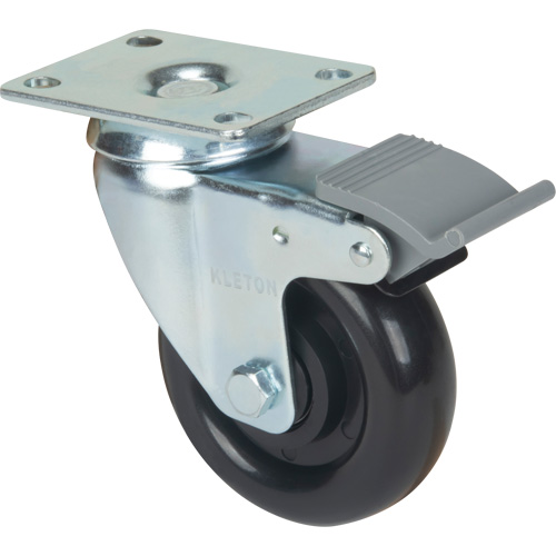 Roulette, Pivotant avec frein, 4" (101,6 mm), Polyol&eacute;fine, 250 lb (113,4 kg) Kelford