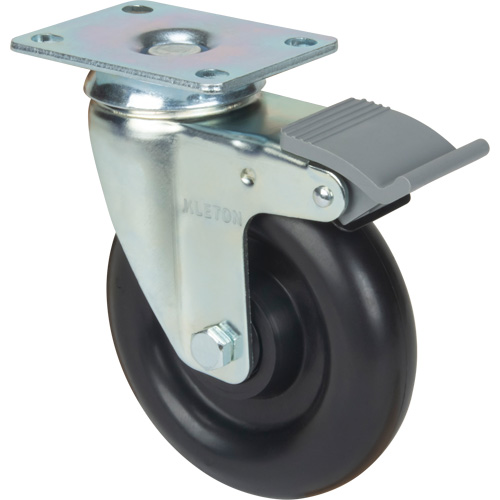 Caster, Swivel with Brake, 5" (127 mm), Polyolefin, 250 lbs. (113.4 kg) Kelford