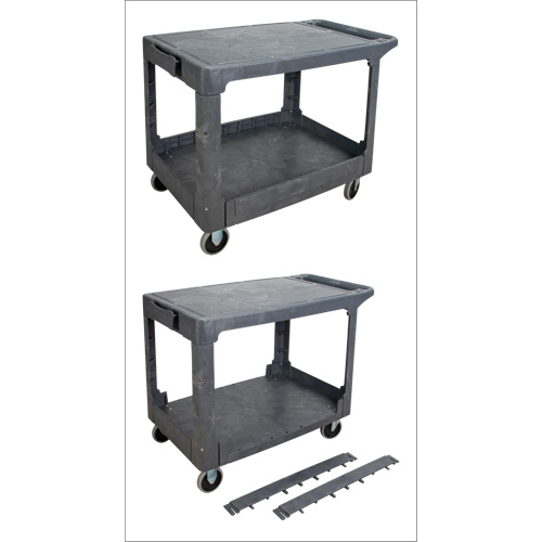 Chariot utilitaire pour l'entretien avec tablette plate, 2 tiers, 25-1/4" x 32-1/4" x 44", Capacit&eacute; 550 lb Kelford