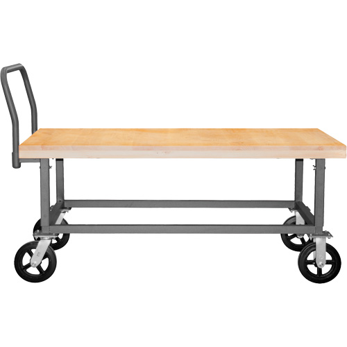 Adjustable Wood Deck Platform Truck, 48" L x 24" W, 1800 lbs. Capacity, Mold-on Rubber Casters Kelford