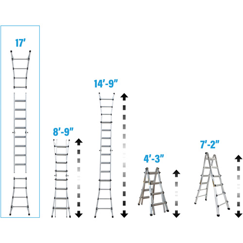 &eacute;chelle t&eacute;lescopique multifonction, Aluminium, 300 lb, CSA calibre 1A Kelford