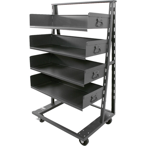 Single-Sided Heavy Duty A-Frame Cart with 4 Large Trays, 38" x 25" x 63", 2500 lbs. Capacity Kelford