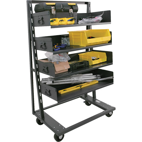 Single-Sided Heavy Duty A-Frame Cart with 4 Large Trays, 38" x 25" x 63", 2500 lbs. Capacity Kelford