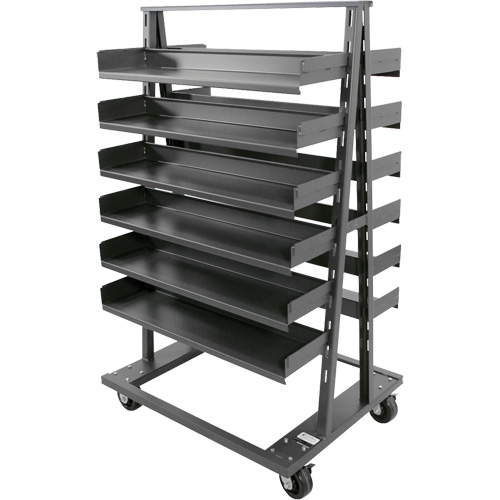 Chariot &agrave; cadre en A robuste &agrave; deux c&ocirc;t&eacute;s avec 12 plateaux, 38" x 30" x 63", Capacit&eacute; 2500 lb Kelford