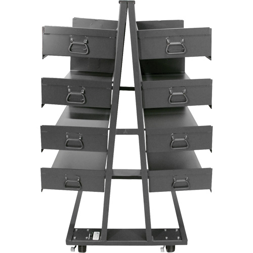 Chariot &agrave; cadre en A robuste &agrave; deux c&ocirc;t&eacute;s avec 8 plateaux &agrave; rebords, 38" x 30" x 63", Capacit&eacute; 2500 lb Kelford