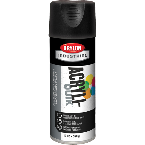 Industrial Acryli-Quik Lacquer, Black, Ultra-Flat, 12 oz., Aerosol Can Kelford