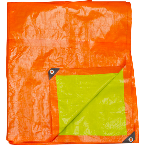 High-Visibility Heavy-Duty Woven Tarp, Polyethylene, Green/Orange, 16' x 20' x 12 mils Kelford