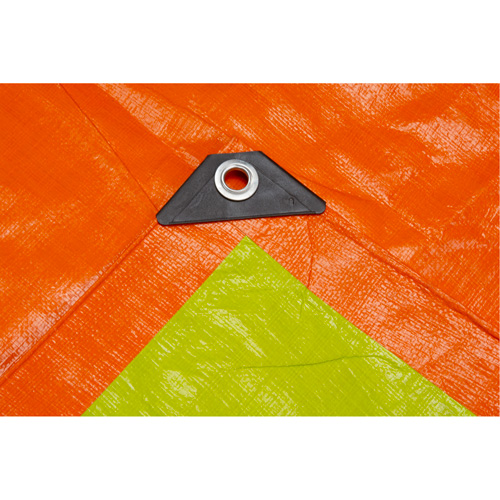 High-Visibility Heavy-Duty Woven Tarp, Polyethylene, Green/Orange, 16' x 20' x 12 mils Kelford