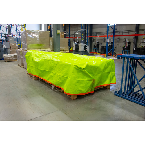 High-Visibility Heavy-Duty Woven Tarp, Polyethylene, Green/Orange, 16' x 20' x 12 mils Kelford