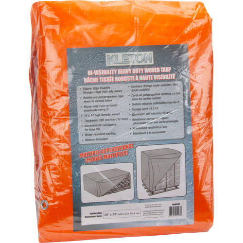 High-Visibility Heavy-Duty Woven Tarp, Polyethylene, Green/Orange, 20' x 30' x 12 mils Kelford