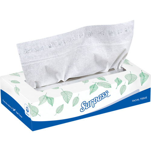 Surpass&reg; Facial Tissue, 2 Ply, 8.3" L x 7.8" W, 100 Sheets/Box Kelford