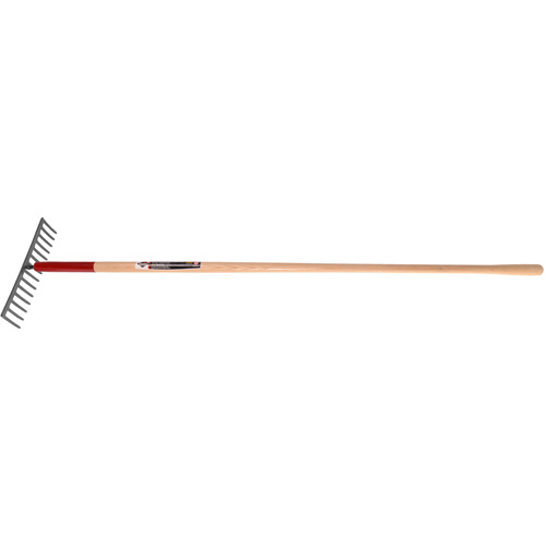 Level Rake, Wood Handle, 14-3/4" W, Tempered Steel Blade, 16 Tines Kelford