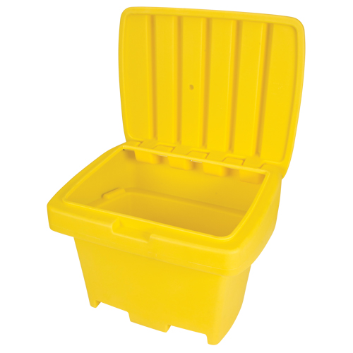 Heavy-Duty Outdoor Salt and Sand Storage Container, 30" x 24" x 24", 5.5 cu. Ft., Yellow Kelford