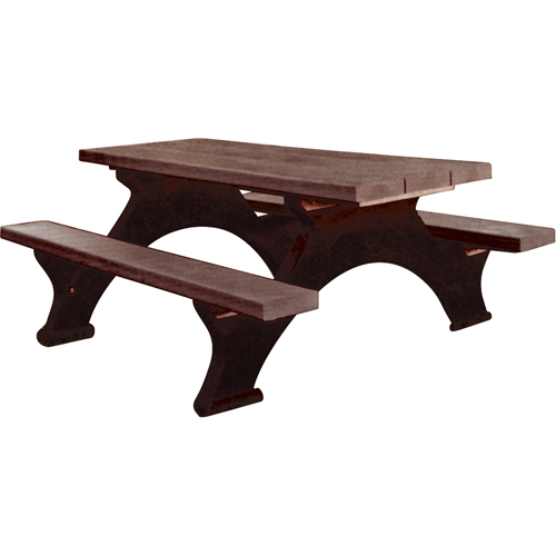 Recycled Plastic Picnic Tables, 8' L x 61-1/2" W, Brown Kelford