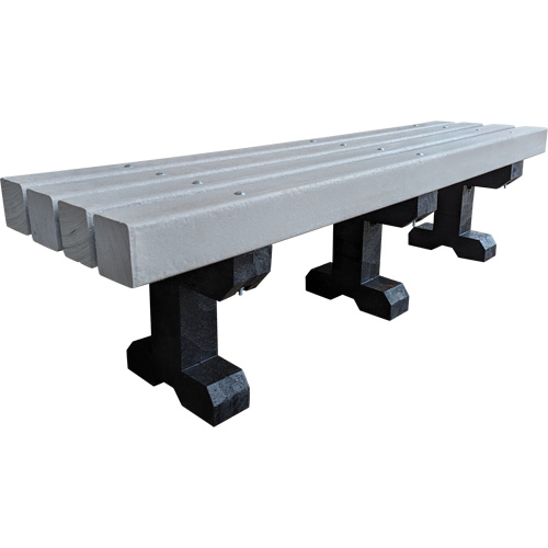 Banc de parc, Plastique recycl&eacute;, 72" lo x 17" la x 17" h, Gris Kelford