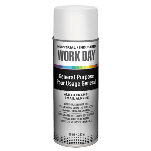 Industrial Work Day Paint, White, Very Flat, 10 oz., Aerosol Can Kelford