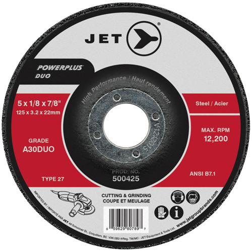 POWERPLUS DUO Cutting/Grinding Wheel, 4" x 1/8", 5/8" Arbor, Type 27, A30DUO Grit Kelford