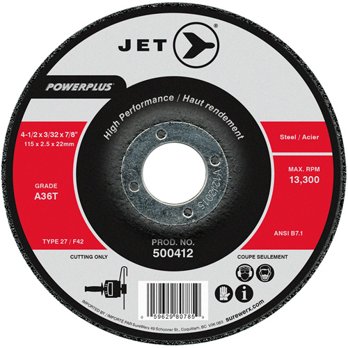 A36T Powerplus Cut-Off Wheel, 4-1/2" x 3/32", 7/8" Arbor, Type T27, 13300 RPM Kelford