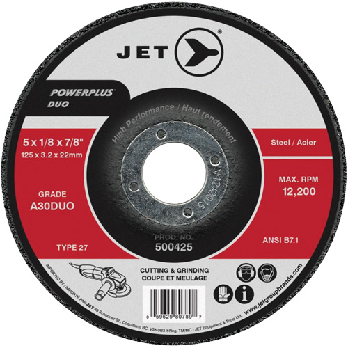 A30DUO POWERPLUS DUO Cutting/Grinding Wheel, 6" x 1/8", 7/8" Arbor, Type 27 Kelford