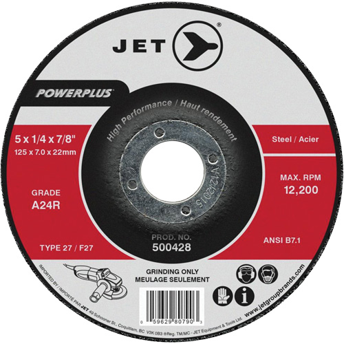 PowerPlus&reg; Grinding Wheel, 7" x 1/4", 7/8" Arbor, Aluminum Oxide, Type 27 Kelford