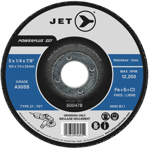 Meule Powerplus SST A30SS, 5" x 1/4", Arbre 7/8", Type T27 Kelford