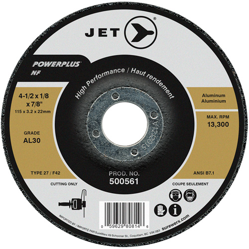 Powerplus NF Cutting Wheel, 4-1/2" x 1/8", 7/8" Arbor, Type 27 Kelford