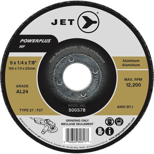 AL24 Powerplus NF Grinding Wheel, 4-1/2" x 1/4", 7/8" Arbor, Type 27 Kelford