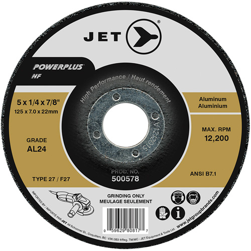Powerplus NF Grinding Wheel, 5" x 0.25", 1/4" Arbor, Type T27 Kelford