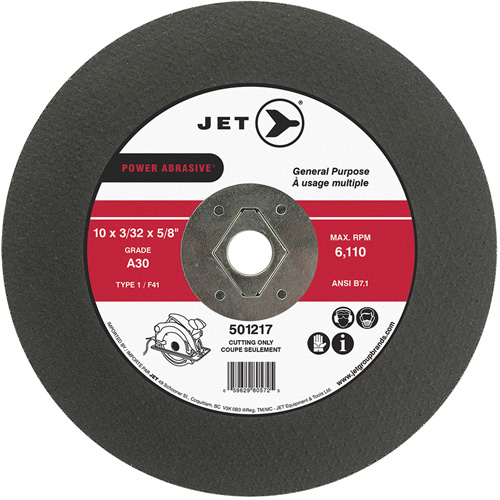 Power Abrasive Cut-Off Wheel, 10" x 3/32", 5/8" Arbor, Type 1, 6110 RPM Kelford