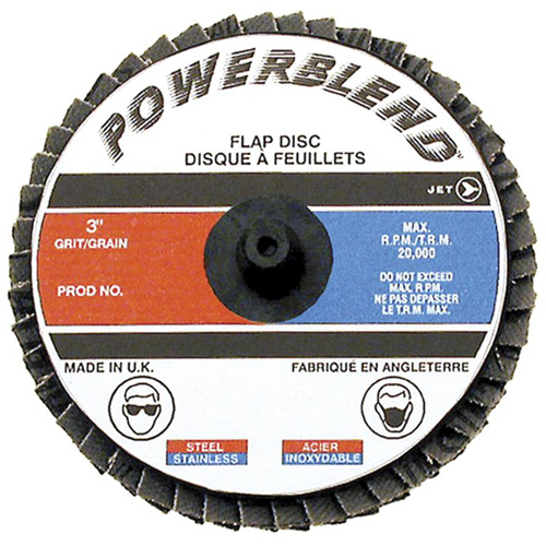 POWERBLEND Roll-on Flap Disc, 2" x Type R, Z120 Grit, Zirconia Alumina Kelford