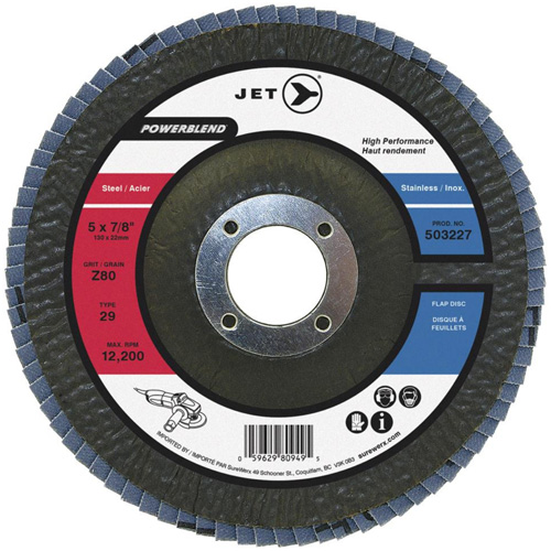 POWERBLEND Flap Disc, 4-1/2" x 7/8", Type 29, Z80 Grit, Zirconia Alumina Kelford