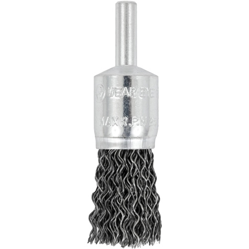 E050-20 Shaft Mounted Crimped End Brush, 1/2", 0.02" Fill, 1/4" Shank Kelford