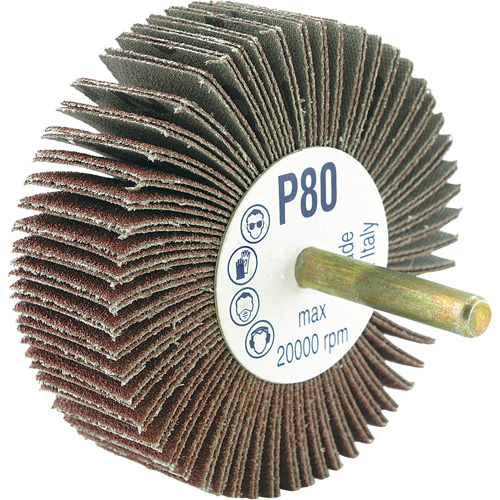 Shaft Mounted Flapwheel, 80 Grit, 3" x 1/4" Kelford