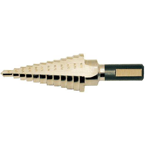 Super Premium Step Drill, 1/8" - 1/2" , 1/32" Increments, High Speed Steel Kelford