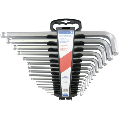Jumbo Extra-Long Ball Nose Hex Key Set, 17 Pcs., Metric Kelford