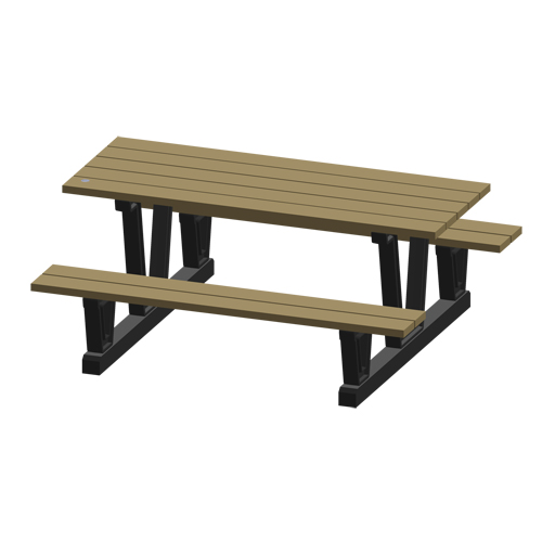 Recycled Plastic Outdoor Picnic Tables, 72" L x 60-5/16" W, Sand Kelford