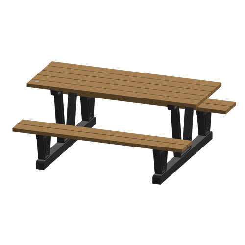 Recycled Plastic Outdoor Picnic Tables, 72" L x 60-5/16" W, Redwood Kelford