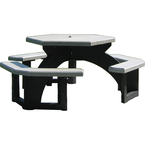 Recycled Plastic Hexagon Picnic Tables, 78" L x 78" W, Grey Kelford