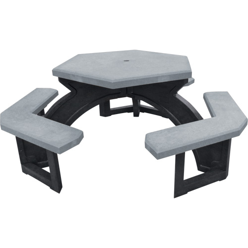 Recycled Plastic Hexagon Picnic Tables, 78" L x 78" W, Grey Kelford
