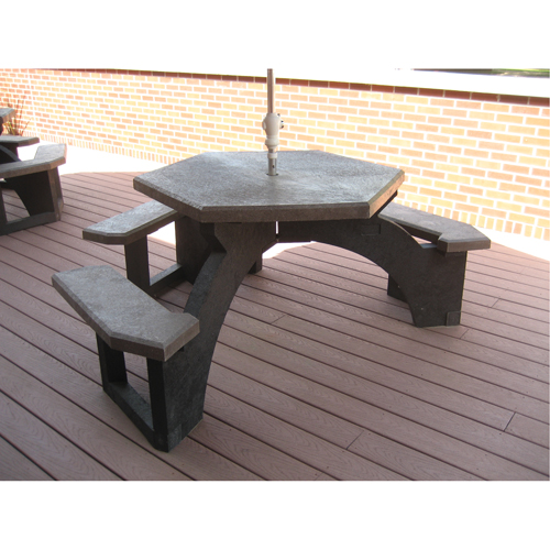 Recycled Plastic Hexagon Picnic Tables, 78" L x 78" W, Brown Kelford