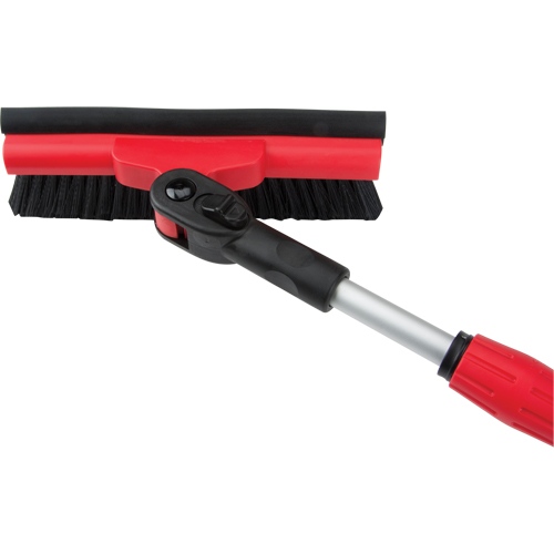 Snow Brush With Pivot Head, Telescopic, Rubber Squeegee Blade, 52" Long, Black/Red Kelford