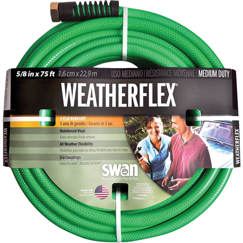Weatherflex Medium Duty Garden Hoses, Vinyl, 5/8" dia. x 75' Kelford