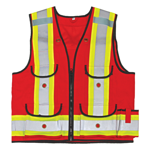 All-Trades 1000D&reg; Surveyor Safety Vest, Red, Large, Polyester Kelford
