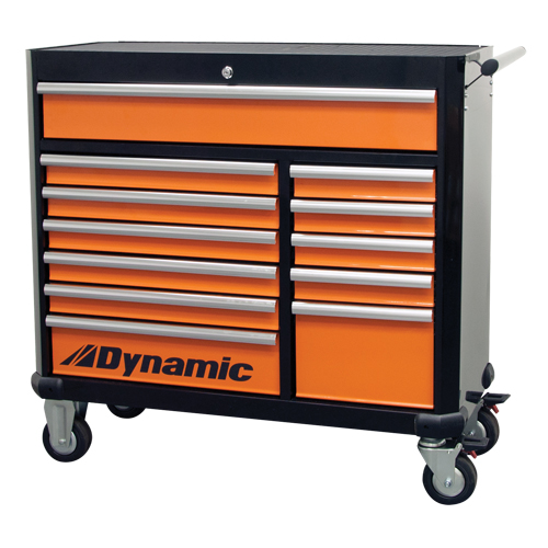 Armoire &agrave; outils mobile, 12 tiroirs, 42" la x 18" p x 41" h, Noir/Orange Kelford