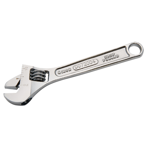 Adjustable Wrench, 4" L, 1/2" Max Width, Chrome Kelford